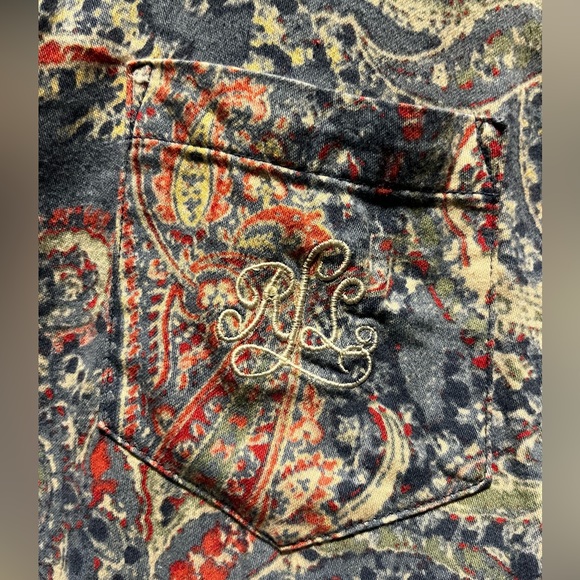 Ralph Lauren Button Down Paisley Sleep Shirt with Embroidered Logo on Po… - Picture 4 of 15